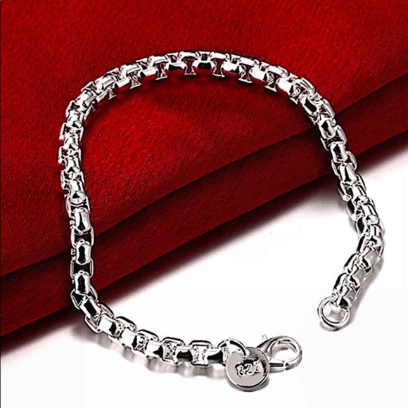 STERLING SILVER BOX CHAIN LINK MATCHING NECKLACE BRACELET SET - Picture 4 of 6